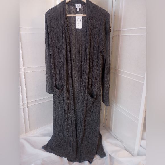 Evereve Sweaters - PEYTON JENSEN Evereve Womens Large Jenny Heathered Charcoal Cardigan Sweater New